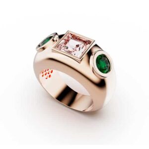 emma pink morganize with 2 green eyes ring
