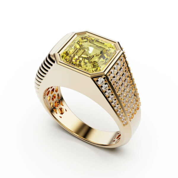 half diamond half multi gold ring - Image 9