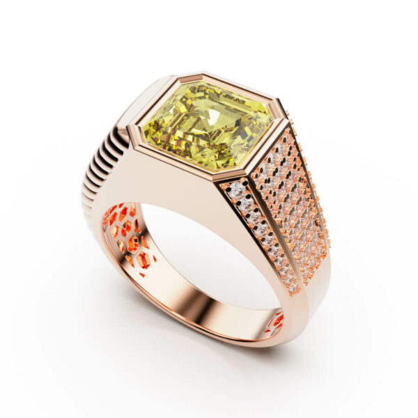 half diamond half multi gold ring - Image 8