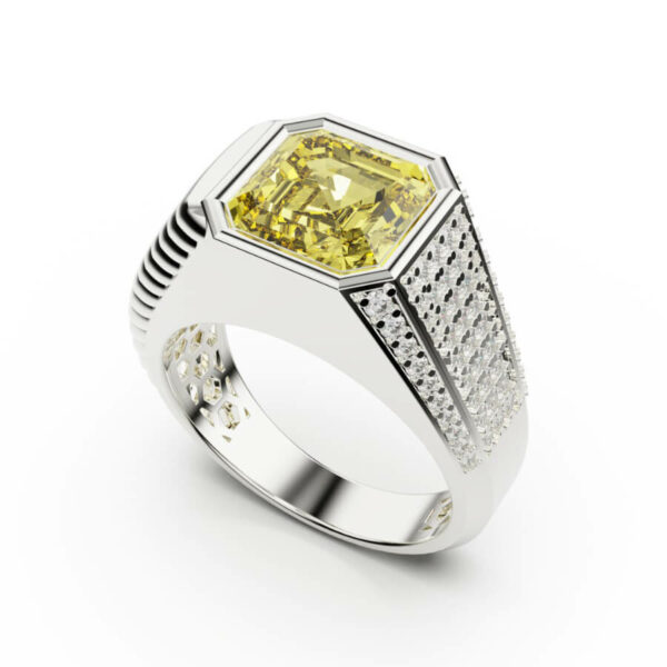 half diamond half multi gold ring - Image 7