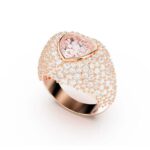 Pink morganight heart ring with full diamond