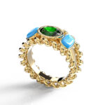 Emerald and Turquoise Bisli Ring