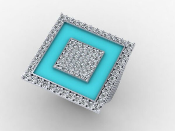 Medium square inside a square diamond ring - Image 5