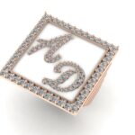 2 letters full diamonds medium ring