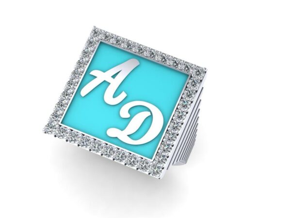 2 gold letter in a medium square with diamonds - Image 18