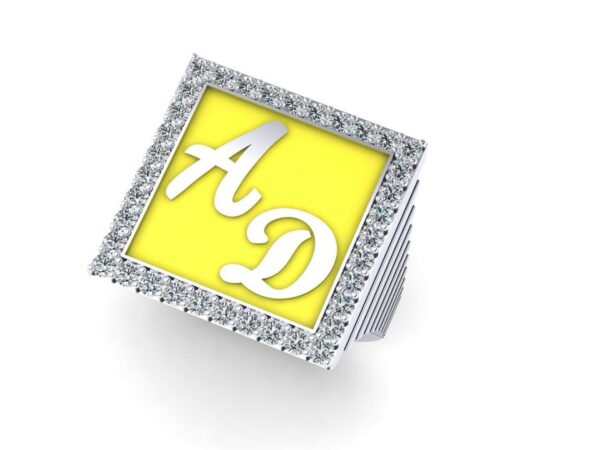 2 gold letter in a medium square with diamonds - Image 9