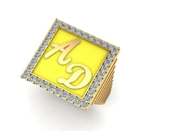 2 gold letter in a medium square with diamonds - Image 8