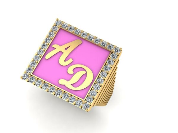 2 gold letter in a medium square with diamonds - Image 7