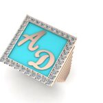 2 gold letter in a big square with diamonds