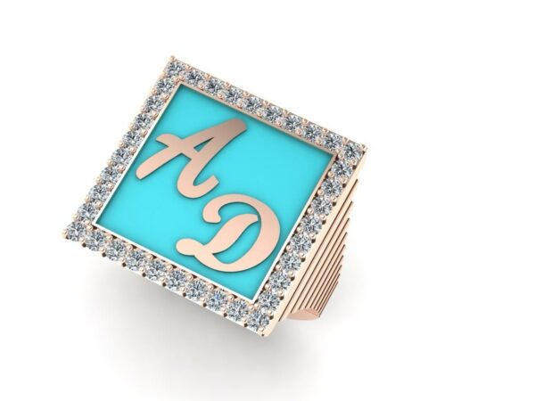 2 gold letter in a medium square with diamonds - Image 6