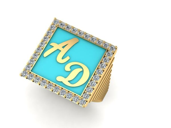 2 gold letter in a medium square with diamonds - Image 5