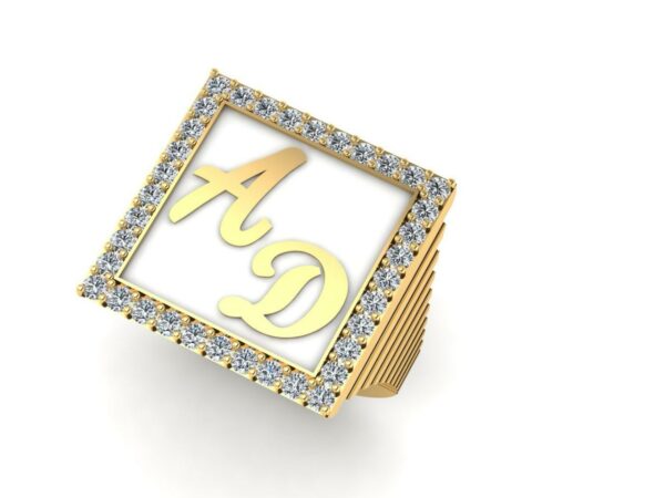2 gold letter in a medium square with diamonds - Image 4