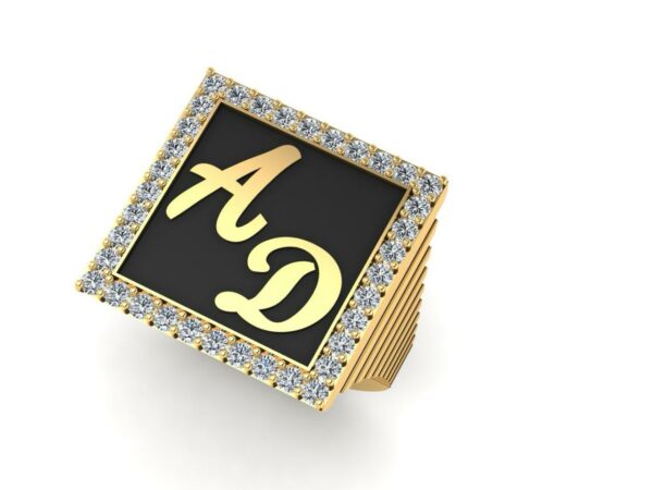 2 gold letter in a medium square with diamonds - Image 3