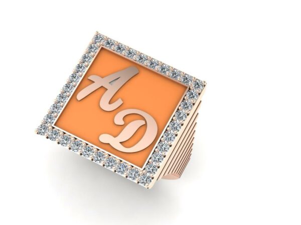 2 gold letter in a medium square with diamonds - Image 16