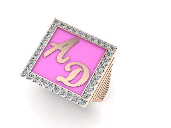2 gold letter in a medium square with diamonds - Image 15