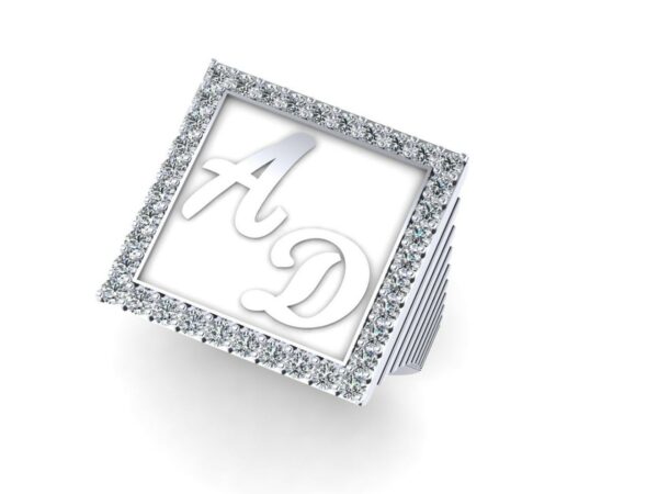 2 gold letter in a medium square with diamonds - Image 14