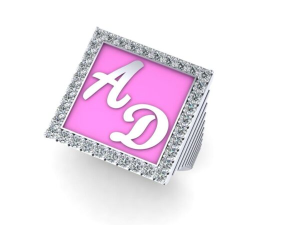 2 gold letter in a medium square with diamonds - Image 13