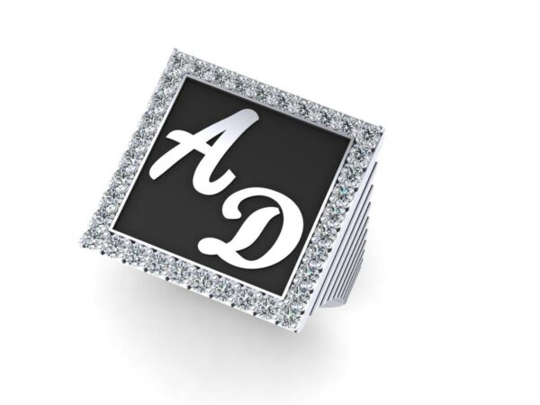 2 gold letter in a medium square with diamonds - Image 2