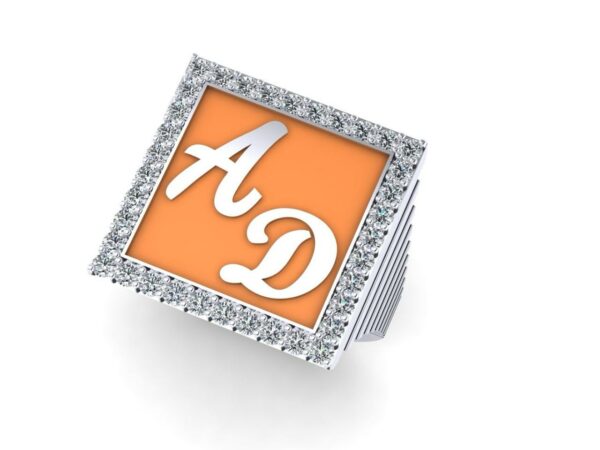 2 gold letter in a medium square with diamonds - Image 12