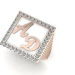 2 gold letter in a medium square with diamonds