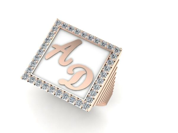 2 gold letter in a medium square with diamonds