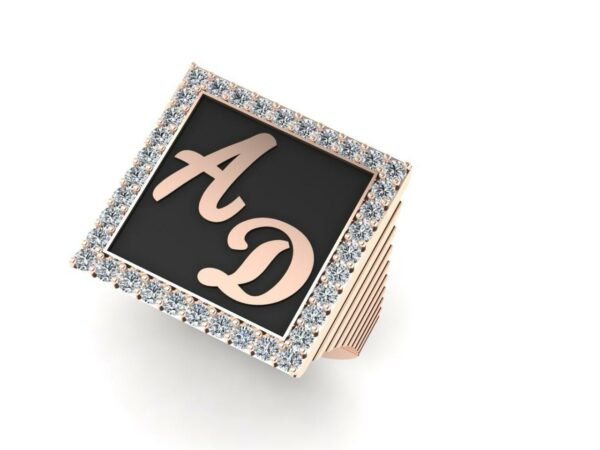 2 gold letter in a medium square with diamonds - Image 10