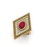 Rhombus ring with a central stone