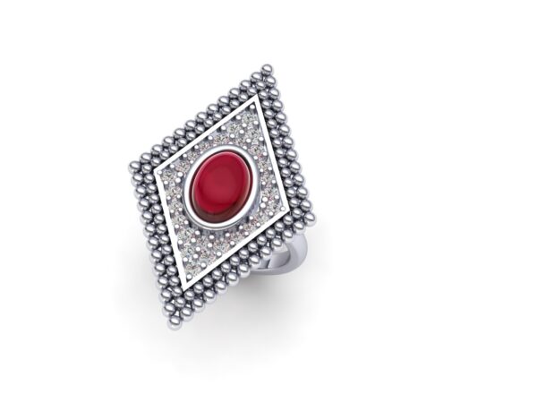 Rhombus ring with a central stone - Image 2