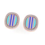 Studded and rounded colored earring