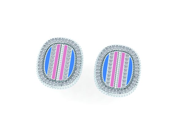 Studded and rounded colored earring - Image 7