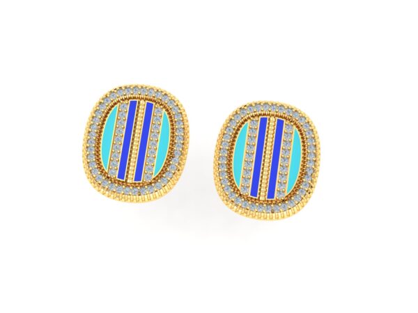 Studded and rounded colored earring - Image 10