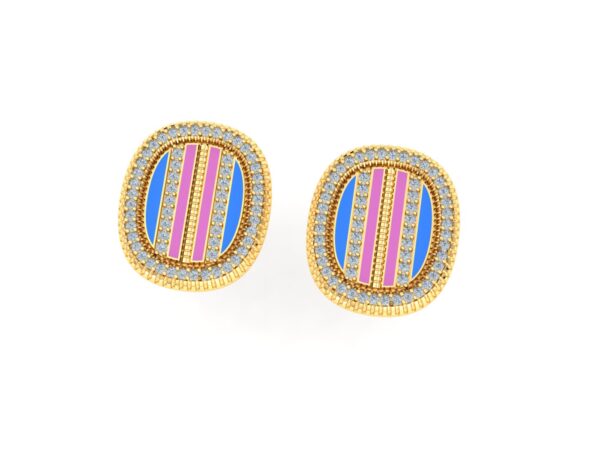 Studded and rounded colored earring - Image 6