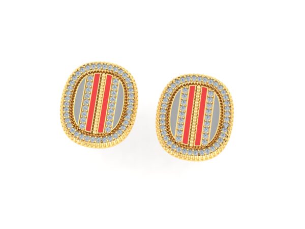 Studded and rounded colored earring - Image 4