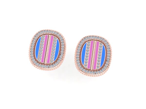 Studded and rounded colored earring - Image 5