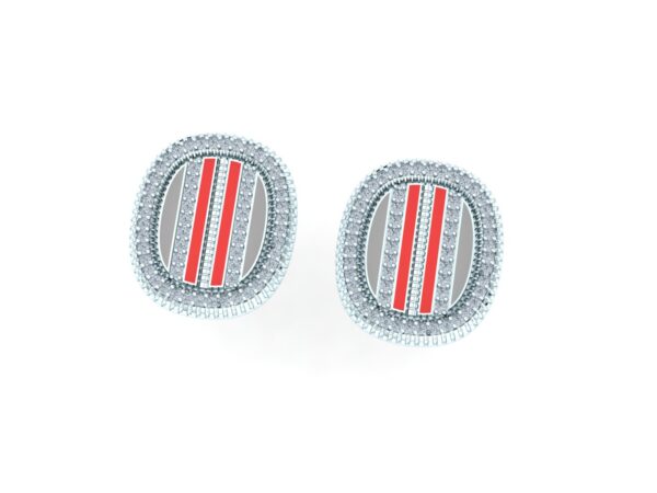 Studded and rounded colored earring - Image 2