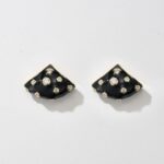 Studded triangle black earring