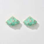 Studded triangle turquoise earring