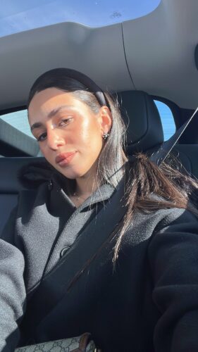 Studded triangle black earring photo review