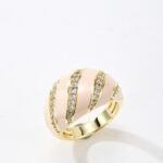 Diamond ring with cream enamel
