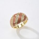 Diamond ring with brown enamel