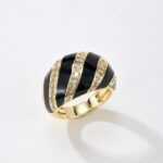 Diamond ring with black enamel