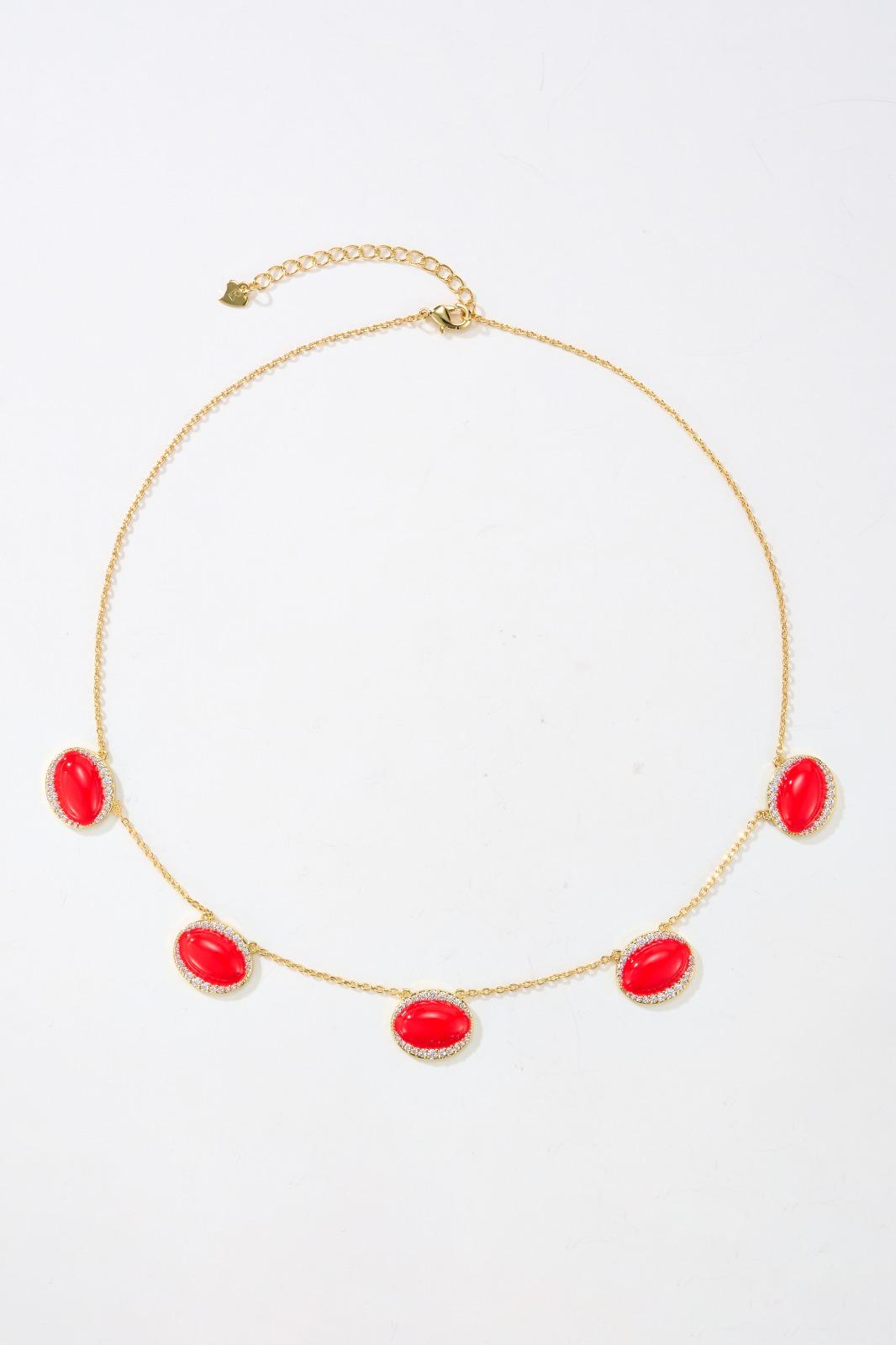 438746 Poppy red diamond neckless — изображение 1